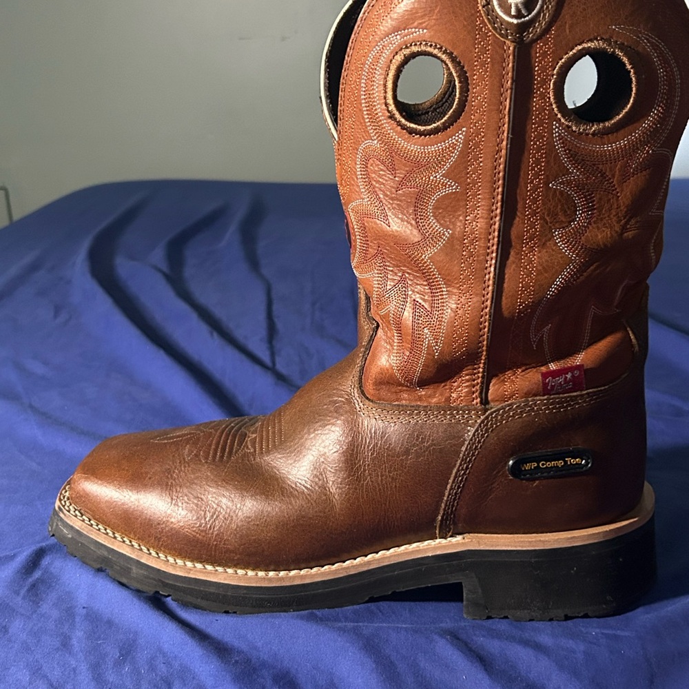 Tony Lama Tan Leather Cowboy Boots steel toe Make a reasonable Offer. - Picture 6 of 9